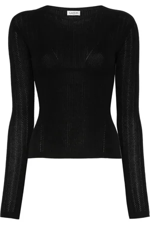 Lanvin Long Sleeve Tops, female, , Size: S Ribbed Crewneck Sweater