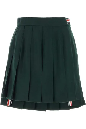 Thom Browne Short Skirts, female, , Size: XS Bottle Wool and Polyester Mini Skirt