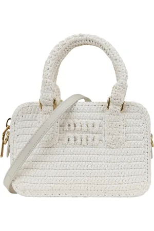 Miu Miu Handbags, female, , Size: ONE SIZE Crocheted Shoulder Bag with Leather Details