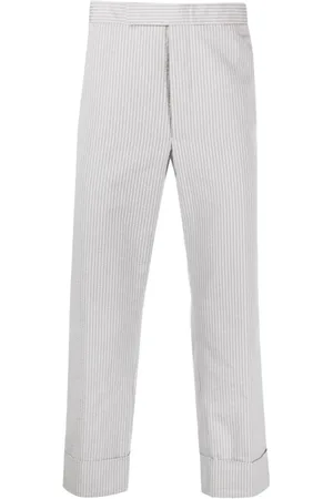 Thom Browne Straight Trousers, male, , Size: L Striped Backstrap Trousers