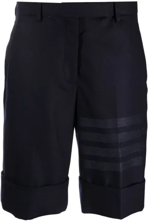 Thom Browne Casual Shorts, female, , Size: 2XS Wool Blend Bermuda Shorts with Striped Details