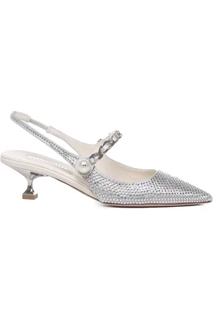Miu Miu Pumps, female, , Size: 8 US Silk Blend Slingback With Applications