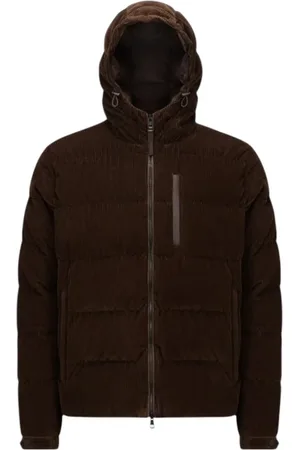 Moncler Down Jackets, male, , Size: L Corduroy Hooded Down Jacket