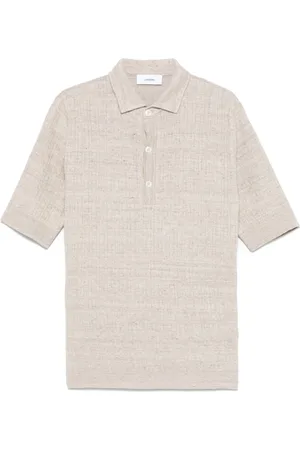 LARDINI Polo Shirts, male, , Size: M Ribbed Cuffs Short Sleeve Polo Shirt