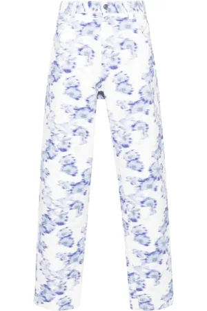Isabel Marant Straight Jeans, male, , Size: W31 Blue Floral High Waist Jeans