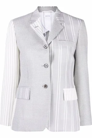 Thom Browne Blazers, female, , Size: XS Medium Grey Fun-Mix Hopsack Twist Yarn Suiting Half Lined Classic Sport Coat