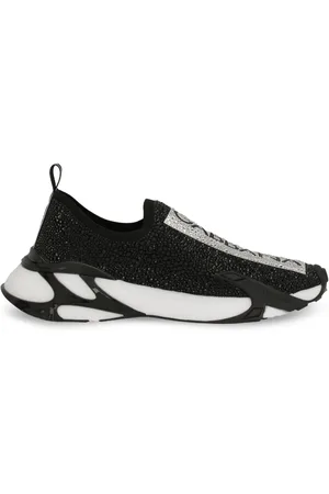 Dolce & Gabbana Sneakers, male, , Size: 10 1/2 US Crystal Embellished Slip-On Sneakers