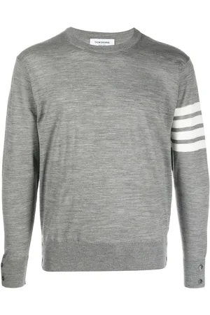 Thom Browne Round-neck Knitwear, male, , Size: L 4-Bar Crew Neck Jumper