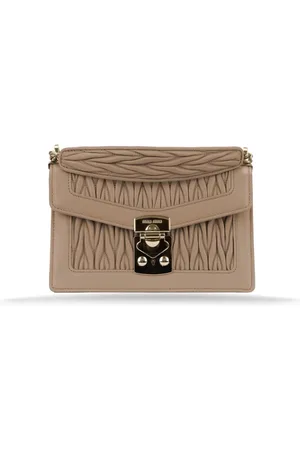 Miu Miu Cross Body Bags, female, , Size: ONE SIZE Leather Shoulder Bag with Snap Closure