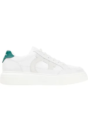 Salvatore Ferragamo Sneakers, male, , Size: 8 US Cassina Off and Green Suede Leather Sneakers