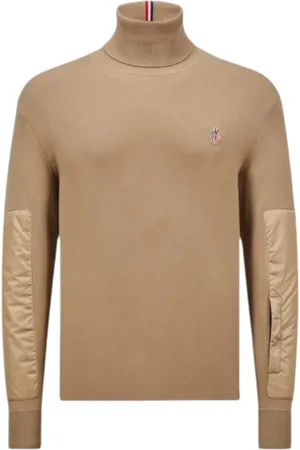 Moncler Turtlenecks, male, , Size: M Beige Wool Turtleneck Jumper