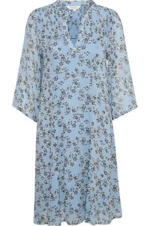 Part Two Short Dresses, female, , Size: XL Faded Denim Scattered Flower Dress