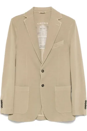 Circolo Blazers, male, , Size: 2XL Khaki Button-Up Jacket with Rear Vents