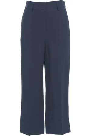 Gender Wide Trousers, female, , Size: M Chic Linen Pants Turn-ups
