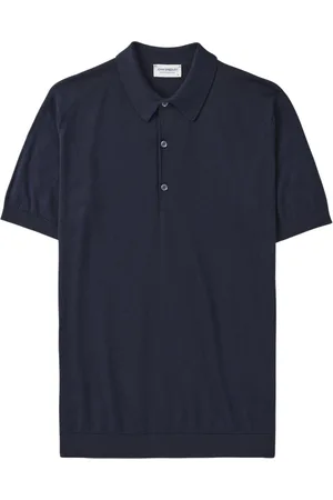 JOHN SMEDLEY Polo Shirts, male, , Size: S Navy Knitted Polo Shirt Adrian