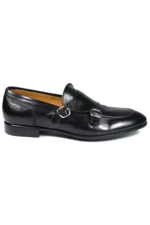 Green george Loafers, female, , Size: 11 1/2 US Vintage Leather Shoe with Two Buckles