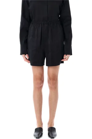 Loulou Studio Short Shorts, female, , Size: S Linen Silk Blend Elastic Waist Shorts