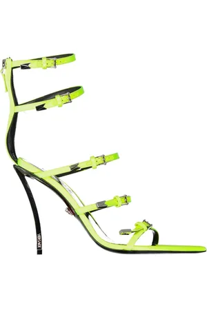 VERSACE High Heel Sandals, female, , Size: 7 US Silk Pointed Toe Multi-Buckle Sandals