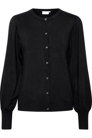 Kaffe Cardigans, female, , Size: XL Deep Cardigan with Puff Sleeves