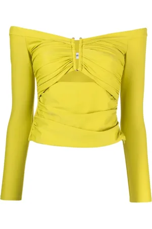 Self-Portrait Long Sleeve Tops, female, , Size: 2XS Cut-Out Off-Shoulder Top