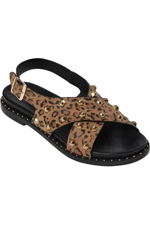 Sofie Schnoor Flat Sandals, female, , Size: 6 US Leopard Sandal with Cool Stud Details
