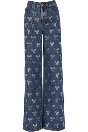 Self-Portrait Wide Jeans, female, , Size: W25 Rhinestone Bow Jeans