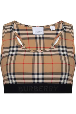 Burberry Sport Bras, female, , Size: S Vintage Check-Printed Sports Bra