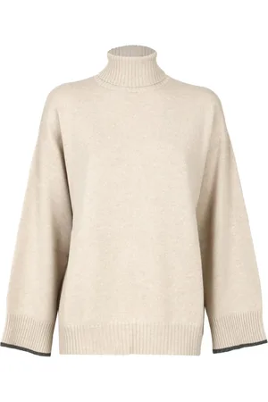 Brunello Cucinelli Cashmere Knitwear, female, , Size: M High-Neck Knitted Sweater