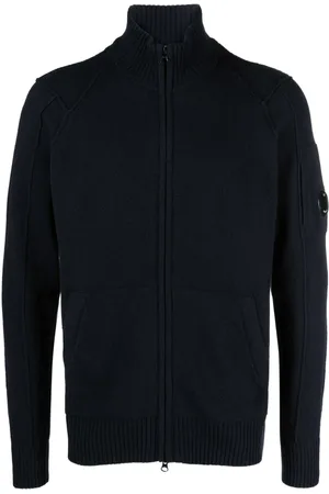 C.P. Company Cardigans, male, , Size: M Mock Neck Zip Up Sweater