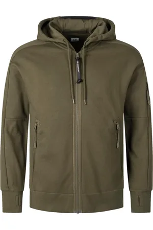 C.P. Company Zip-throughs, male, , Size: M Diagonal Raised Fleece Hoodie