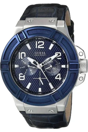 Guess Watches, male, , Size: ONE SIZE Leather Multifunction Watch Rigor