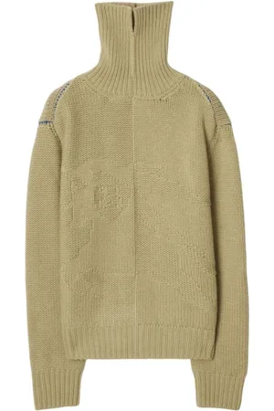 Burberry Cashmere Knitwear, female, , Size: S High Neck Sweater With EKD Motif