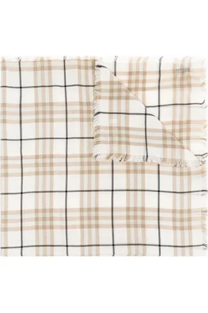 Burberry Scarves, unisex, , Size: ONE SIZE Checked Frayed-Edge Scarf
