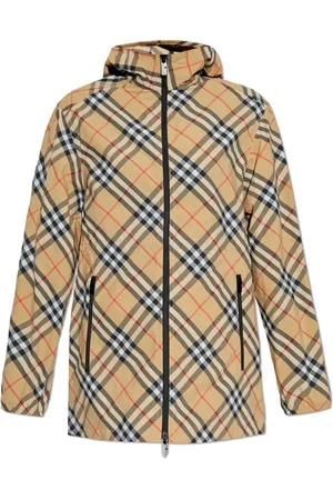 Burberry Rain Jackets, female, , Size: L Nova Checked Hooded Zip-Up Coat
