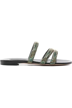 Casadei Sliders, female, , Size: 7 US Flat Sandals with 3 Straps