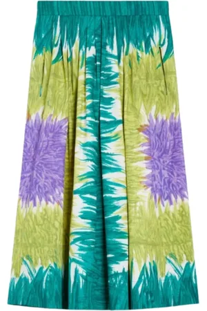 Max Mara Midi Skirts, female, , Size: S Green Midi Skirt with Printed Pleats