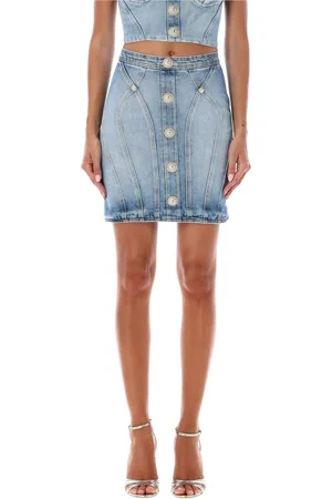 Balmain Denim Skirts, female, , Size: M Light Denim Mini Skirt