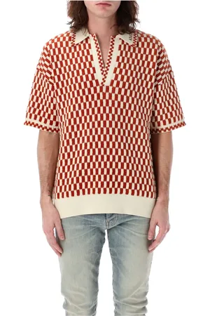 AMIRI Polo Shirts, male, , Size: M Checkered Oversized Polo Burnt Orange