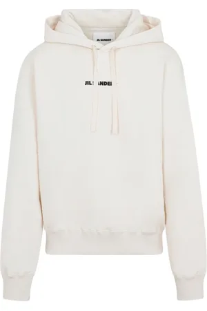 Jil Sander Hoodies, male, , Size: M Neutral Cotton Logo Hoodie