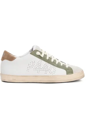 P448 Sneakers, male, , Size: 7 US Leather Sneakers with Sage Green Insert