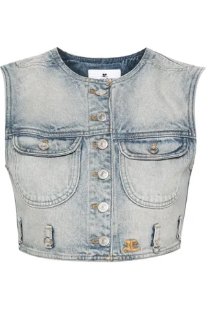 Courrèges Vests, female, , Size: L Denim Sleeveless Vest