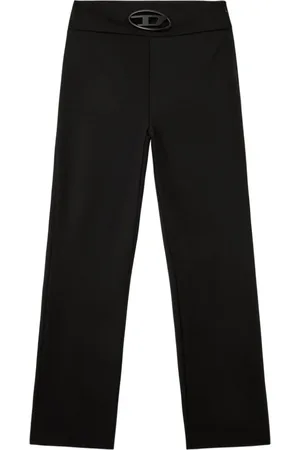 Diesel Straight Trousers, female, , Size: 2XS High-Waisted Trousers with Oval Logo