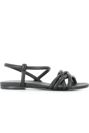 ROBERTO DEL CARLO Flat Sandals, female, , Size: 10 US Leather Cross Strap Sandal