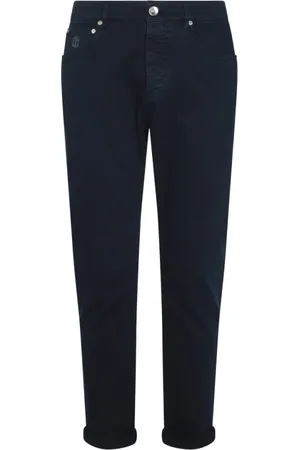 Brunello Cucinelli Slim-fit Jeans, male, , Size: M Navy Cotton Jeans