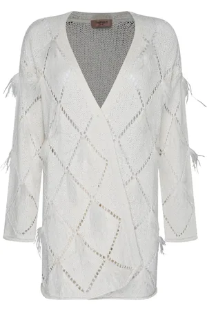 Twin-Set Cardigans, female, , Size: S V-Neck Cardigan with Feather Details
