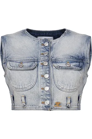 Courrèges Vests, female, , Size: M Multiflex Denim Cropped Vest