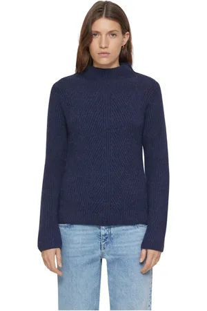 Closed Round-neck Knitwear, female, , Size: L Ribbed Fisherman Sweater