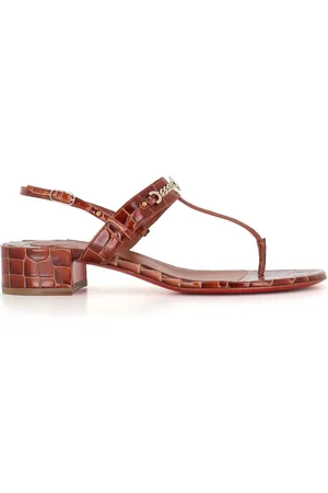 Christian Louboutin High Heel Sandals, female, , Size: 6 US MJ Thong 25mm Croc-Embossed Leather Sandals