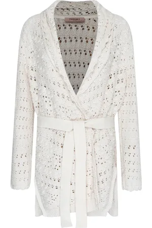 Twin-Set Cardigans, female, , Size: L White Snow Cardigan with 3D Details