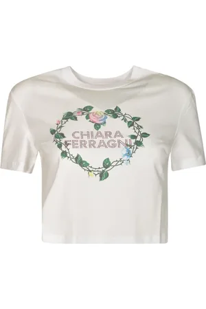 Chiara Ferragni T-Shirts, female, , Size: L Logo Embellished Cropped T-Shirt